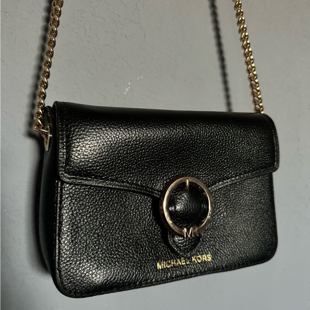 MK Pebbled Leather Buckle Crossbody